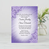 バイオレットユニーク色相フローラアクセント結婚式招待状 招待状 (スタンド正面)