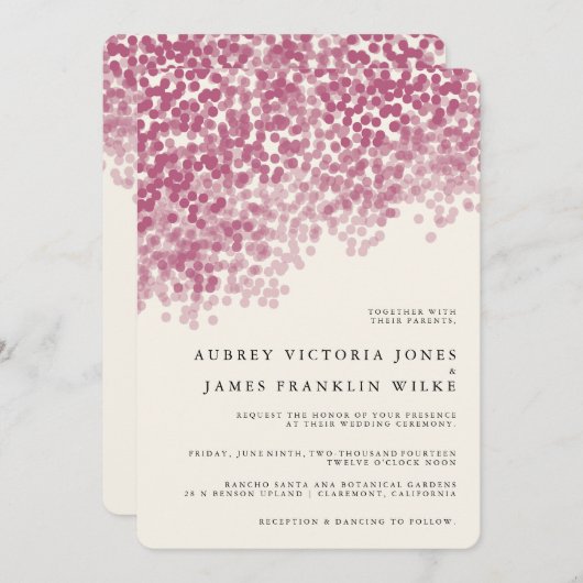バイオレットライトシャワー |素朴結婚式招待状 招待状 (正面/裏面)