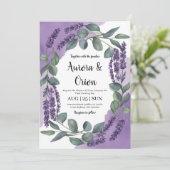 バイオレットラベンダーおよびユーカリ結婚式招待状 招待状 (スタンド正面)