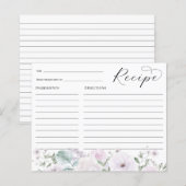 バイオレットラベンダーフラワーズブライダルシャワーレシピカード (正面/裏面)