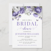 バイオレットラベンダーフローラブライダルシャワー招待 招待状 (正面)