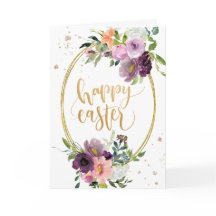 バイオレットラベンダーフローラ金ゴールドフレームハッピーイースター