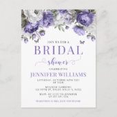 バイオレットラベンダーブライダルシャワー予算の招待 ポストカード (正面)