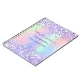 バイオレットラベンダーホログラフィックネーム ノートブック (左側)