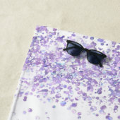 バイオレットラベンダーホワイトグリッター名モノグラム ビーチタオル (インサイチュ)