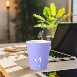 バイオレットラベンダーモノグラムイニシャル名 カフェラテマグ