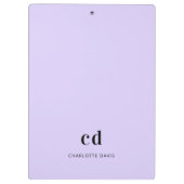 バイオレットラベンダーモノグラムイニシャル名 クリップボード (裏面)