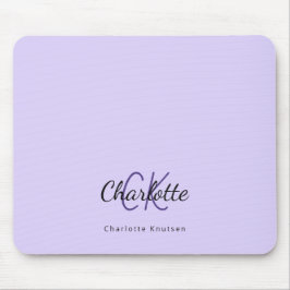 バイオレットラベンダーモノグラムイニシャル名 マウスパッド