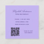 バイオレットラベンダーロゴQRコエレガントード スクエア名刺 (裏面)