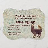 バイオレットラマ&フクロウフローラベビー招待状 招待状 (正面/裏面)