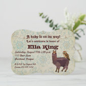 バイオレットラマ&フクロウフローラベビー招待状 招待状 (スタンド正面)