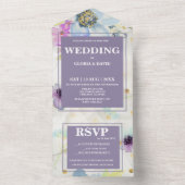 バイオレットロマンチックマウヴフローラオールインワン招待状 オールインワン招待状 (内側)