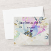 バイオレットロマンチックマウヴフローラオールインワン招待状 オールインワン招待状 (裏面)