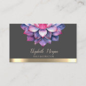 バイオレットロータスストライプ金ゴールドヨガインストラクター 名刺 (正面)