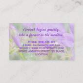 バイオレットワイルドフラワーフォトかわいらしセラピスト 名刺 (裏面)