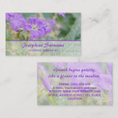 バイオレットワイルドフラワーフォトかわいらしセラピスト 名刺 (正面/裏面)