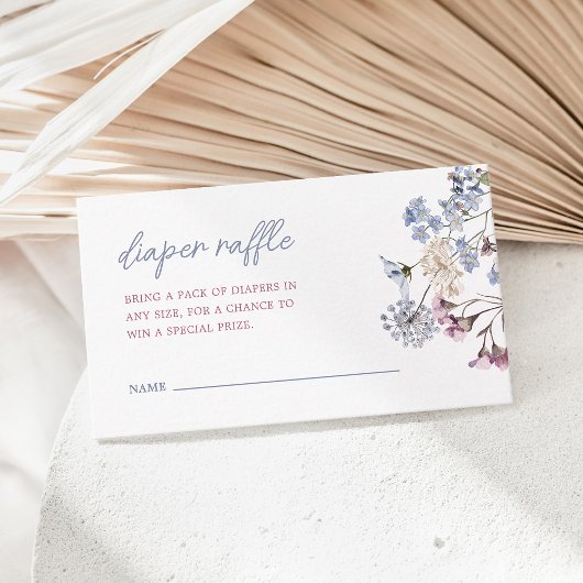 バイオレットヴィンテージワイルドフラワーおむつラッフル エンクロージャーカード