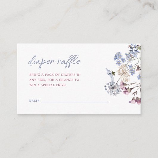 バイオレットヴィンテージワイルドフラワーおむつラッフル エンクロージャーカード (正面)