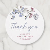 バイオレットヴィンテージワイルドフラワーベビーシャワーメッセージカード フェイバータグ (正面)