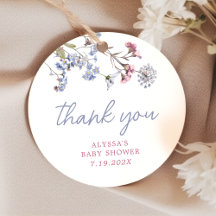 バイオレットヴィンテージワイルドフラワーベビーシャワーメッセージカード