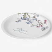 バイオレットヴィンテージワイルドフラワーベビーシャワー ペーパープレート (アングル)