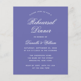 バイオレット予算リハーサルディナー シンプル招待状