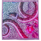 バイオレット入りヒョウ シャワーカーテン (正面)