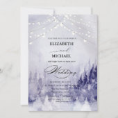バイオレット冬の風景の雪のスクリプト 招待状 (正面)