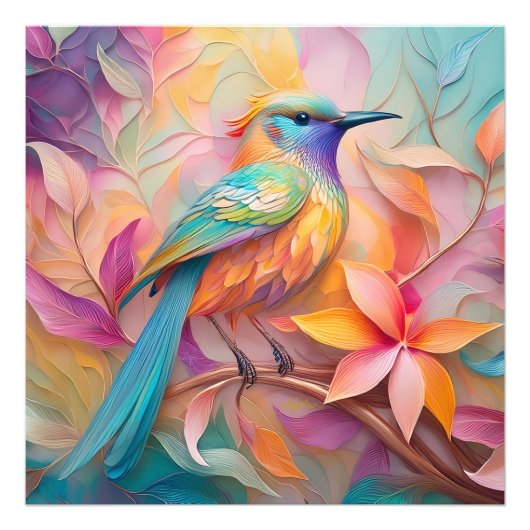 バイオレット喉を通したソングバードファンタジーバード フォトプリント            (正面)