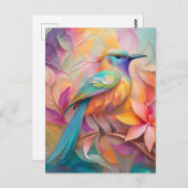 バイオレット喉を通したソングバードファンタジーバード ポストカード (正面/裏面)