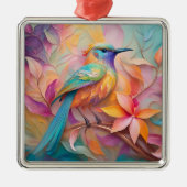 バイオレット喉を通したソングバードファンタジーバード メタルオーナメント (正面)