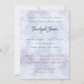 バイオレット散水赤ちゃんシャワーブラックレース傘 招待状 (裏面)