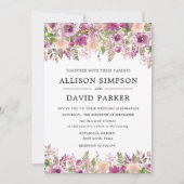 バイオレット水カラーフローラ結婚式招待状カード 招待状 (正面)
