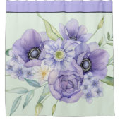 バイオレット水カラーフローラ シャワーカーテン (正面)