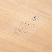 バイオレット水彩 ミニマル エレガント ウェディング アクリル招待状 (レイダウン)