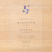 バイオレット水彩 ミニマル エレガント ウェディング アクリル招待状 (正面)