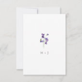 バイオレット水彩 ミニマル エレガント ウェディング セーブザデート (裏面)