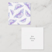 バイオレット水色バタフライパターン ノートカード (正面/裏面)