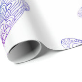 バイオレット水色バタフライパターン ラッピングペーパー (ロールコーナー)