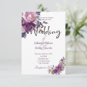 バイオレット水色フローラ結婚式招待状 招待状 (スタンド正面)