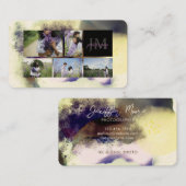 バイオレット水色抽象芸術フォトコラージュモノグラム 名刺 (正面/裏面)