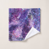 バイオレット滴抽象化 バスタオルセット (ウォッシュタオル)