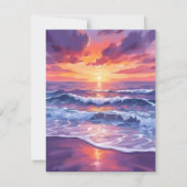 バイオレット潮 | 紫色の日没海波カード (正面)