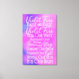 バイオレット火災祈りの言葉:スピリチュアル前向きエナジーアート キャンバスプリント