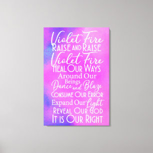 バイオレット火災祈りの言葉:スピリチュアル前向きエナジーアート キャンバスプリント