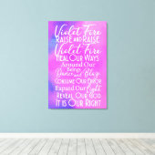 バイオレット火災祈りの言葉:スピリチュアル前向きエナジーアート キャンバスプリント (インサイチュ (ウッドフロア))