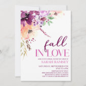 バイオレット秋インラブフローラフラワーズブライダルシャワー 招待状 (正面)