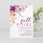 バイオレット秋インラブフローラフラワーズブライダルシャワー 招待状 (スタンド正面)