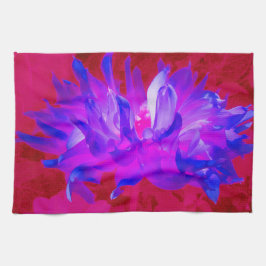 バイオレット素晴らしブルーとホットピンクサボサボダリア キッチンタオル