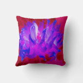 バイオレット素晴らしブルーとホットピンクサボサボダリア クッション (裏面)